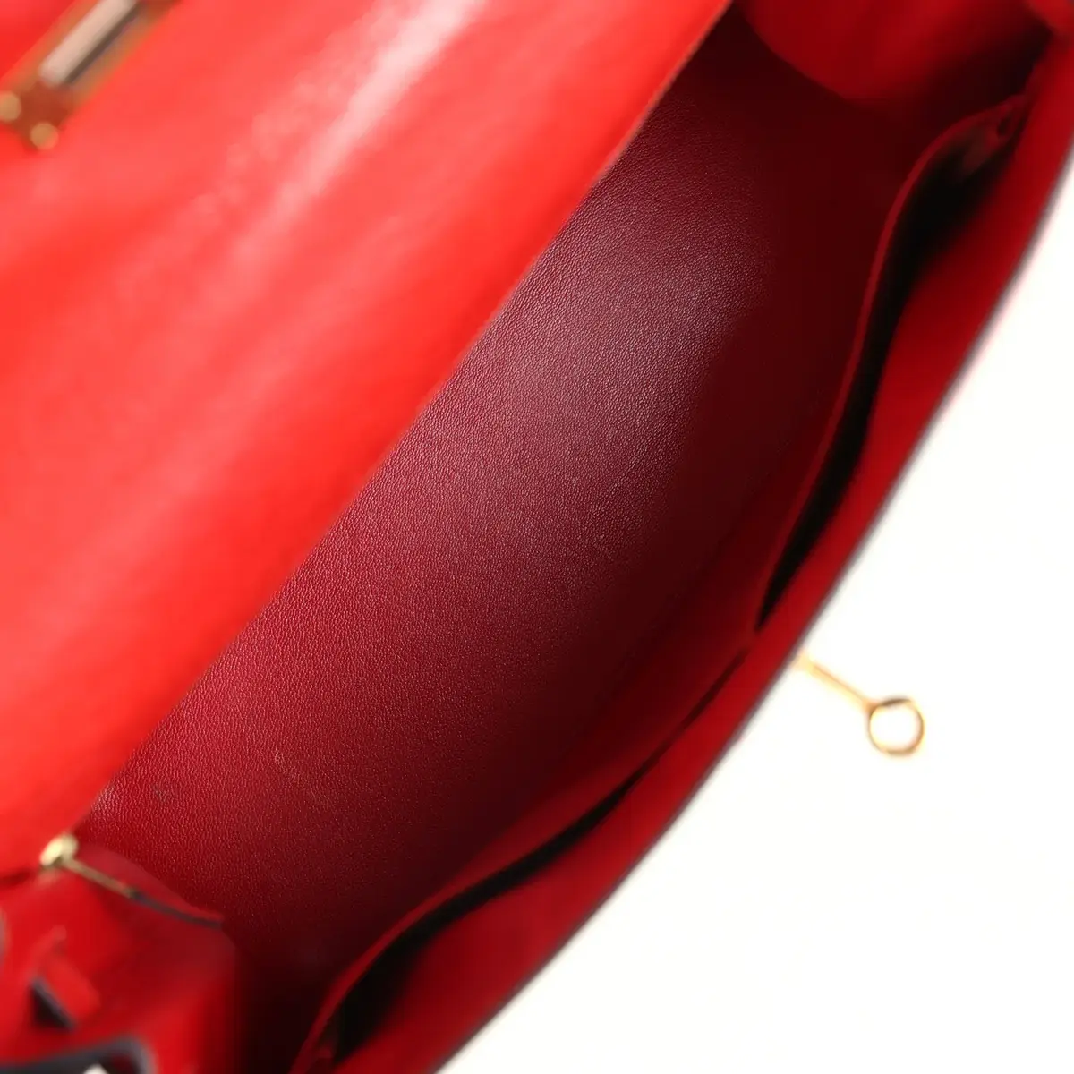 HERMÈS Vintage Hermes Kelly Sellier 32 Rouge Vif Ostrich/Vert Olive Officier Canvas Gold Hardware | Thumbnail 8 HERMÈS Vintage Hermes Kelly Sellier 32 Rouge Vif Ostrich/Vert Olive Officier Canvas Gold Hardware | Thumbnail 8