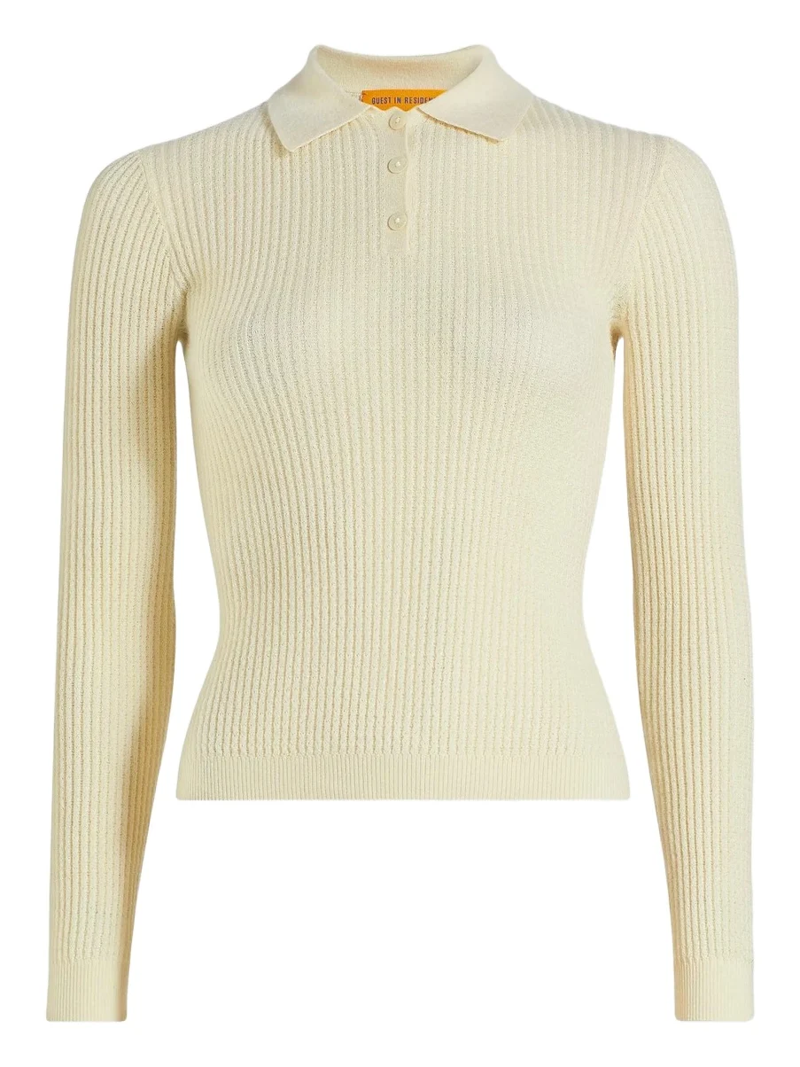 Women's Shrunken Cashmere Long-Sleeve Polo Shirt Women's Shrunken Cashmere Long-Sleeve Polo Shirt