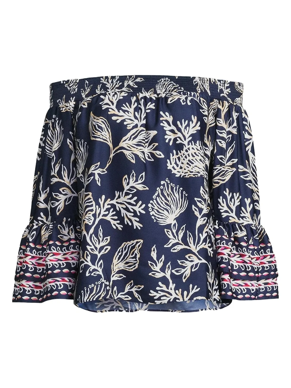 Women's Kaori Printed Off-the-Shoulder Top
