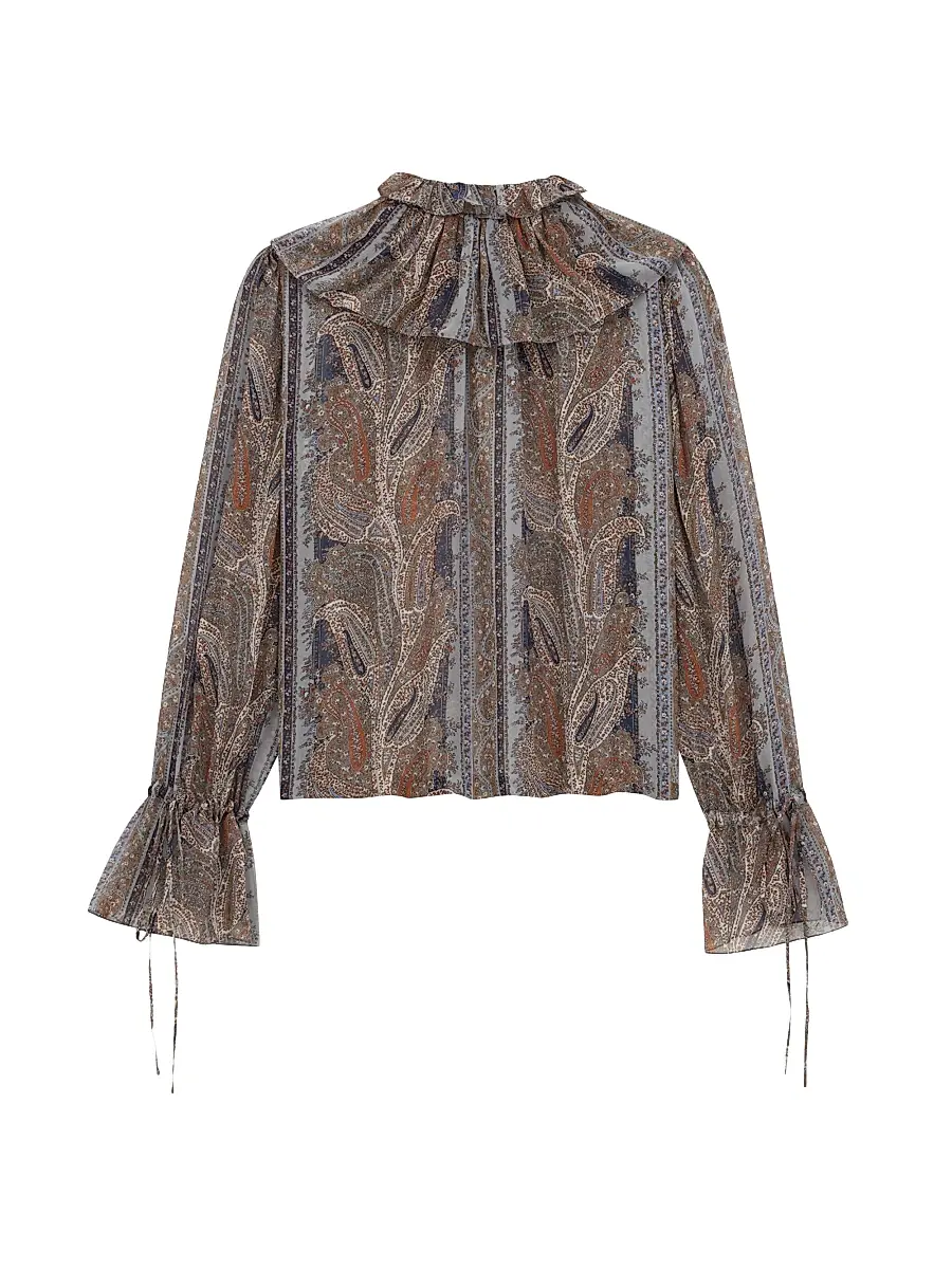 Saint Laurent Women's Blouse in Paisley Silk Georgette | Thumbnail 2 Saint Laurent Women's Blouse in Paisley Silk Georgette | Thumbnail 2