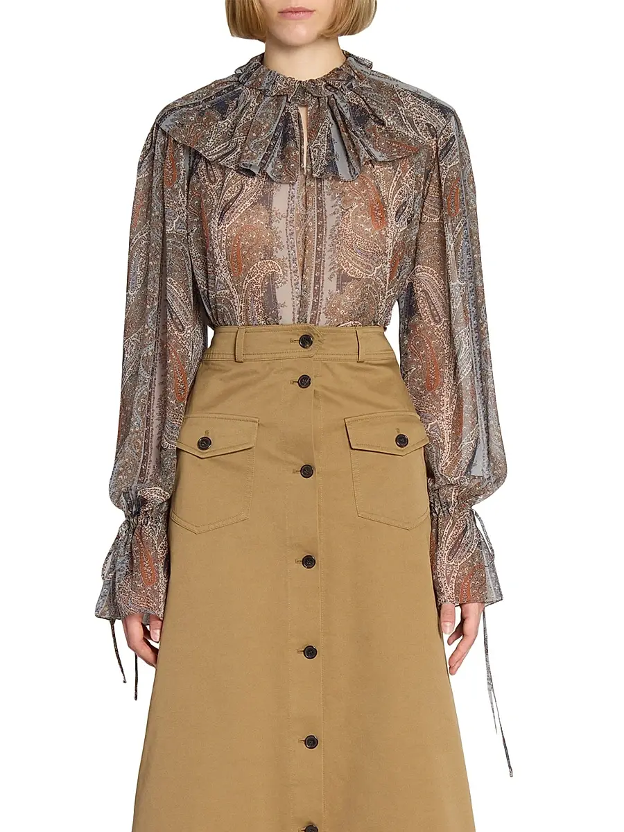 Saint Laurent Women's Blouse in Paisley Silk Georgette | Thumbnail 4 Saint Laurent Women's Blouse in Paisley Silk Georgette | Thumbnail 4