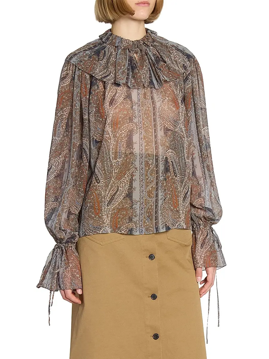 Saint Laurent Women's Blouse in Paisley Silk Georgette | Thumbnail 5 Saint Laurent Women's Blouse in Paisley Silk Georgette | Thumbnail 5