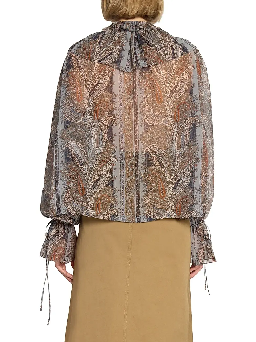 Saint Laurent Women's Blouse in Paisley Silk Georgette | Thumbnail 6 Saint Laurent Women's Blouse in Paisley Silk Georgette | Thumbnail 6
