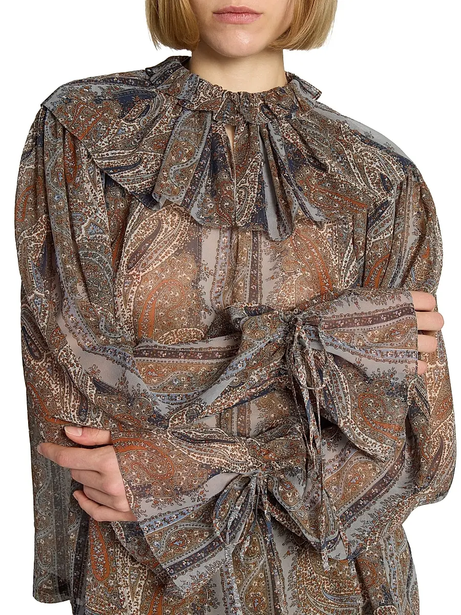 Saint Laurent Women's Blouse in Paisley Silk Georgette | Thumbnail 7 Saint Laurent Women's Blouse in Paisley Silk Georgette | Thumbnail 7