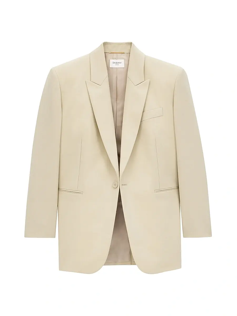 Saint Laurent Women's Jacket in Light Wool - Beige | Thumbnail 2 Saint Laurent Women's Jacket in Light Wool - Beige | Thumbnail 2