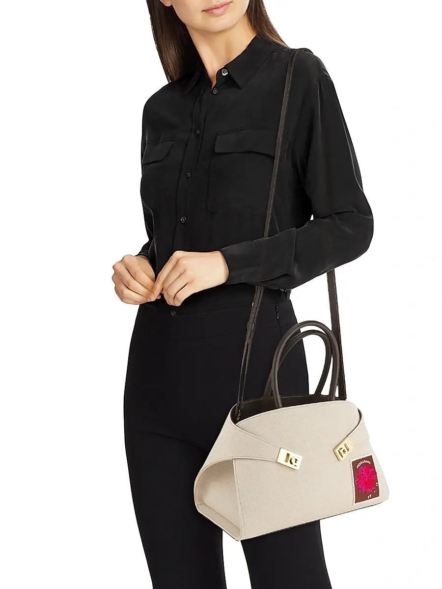 FERRAGAMO Women's Hug Canvas Handbag - Naturale | Thumbnail 2 FERRAGAMO Women's Hug Canvas Handbag - Naturale | Thumbnail 2