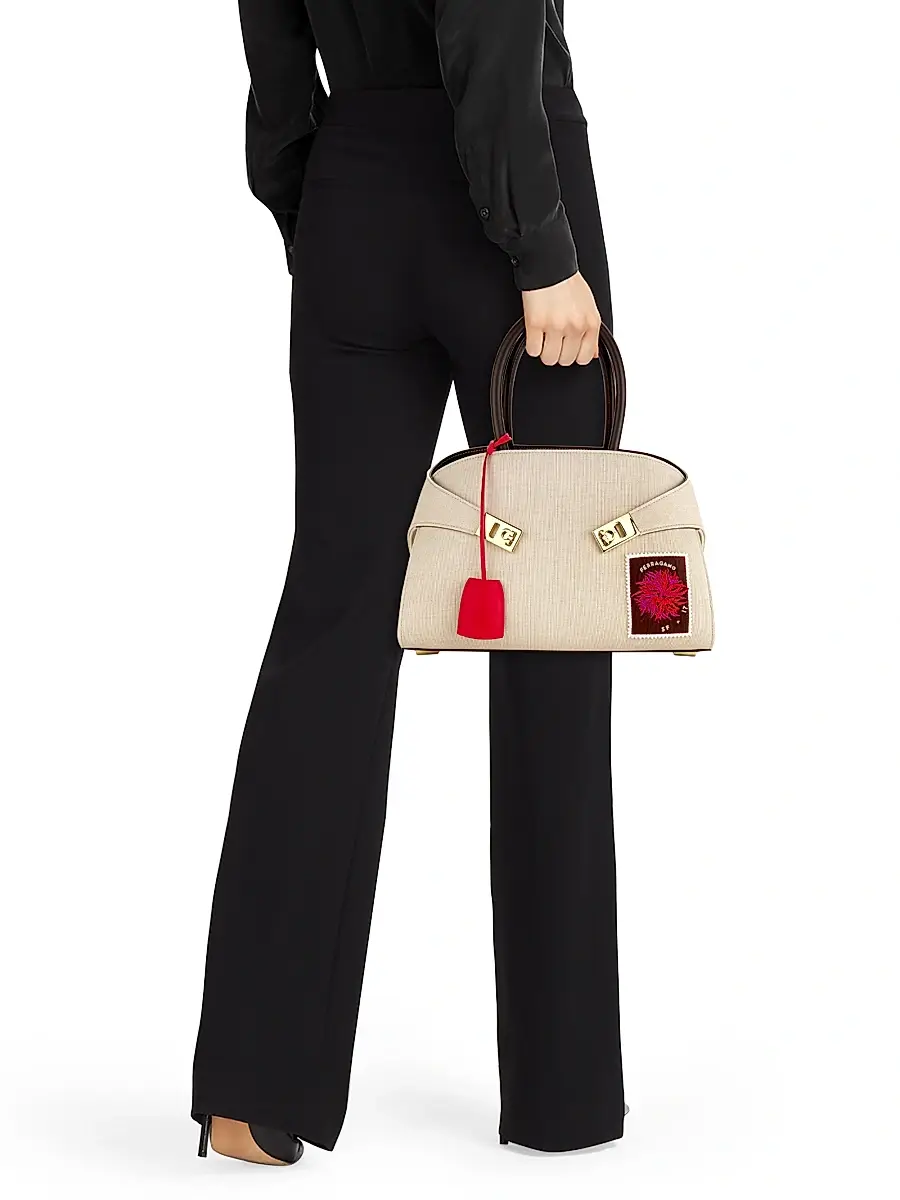 FERRAGAMO Women's Hug Canvas Handbag - Naturale | Thumbnail 3 FERRAGAMO Women's Hug Canvas Handbag - Naturale | Thumbnail 3