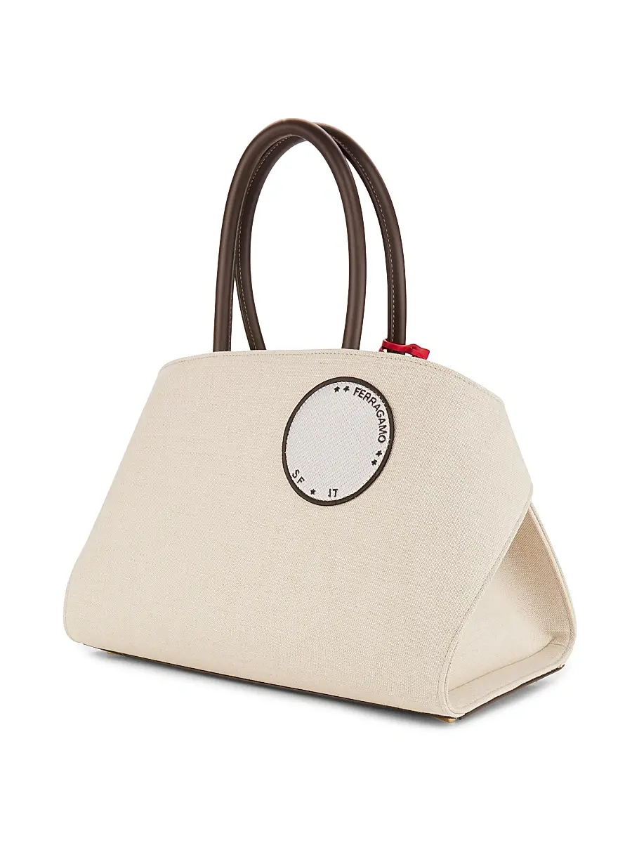 FERRAGAMO Women's Hug Canvas Handbag - Naturale | Thumbnail 4 FERRAGAMO Women's Hug Canvas Handbag - Naturale | Thumbnail 4