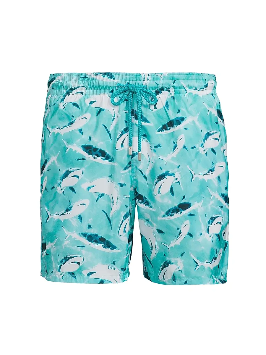 Vilebrequin Men's Requins Shark Swim Shorts - Lagon | Image 1 Vilebrequin Men's Requins Shark Swim Shorts - Lagon | Image 1