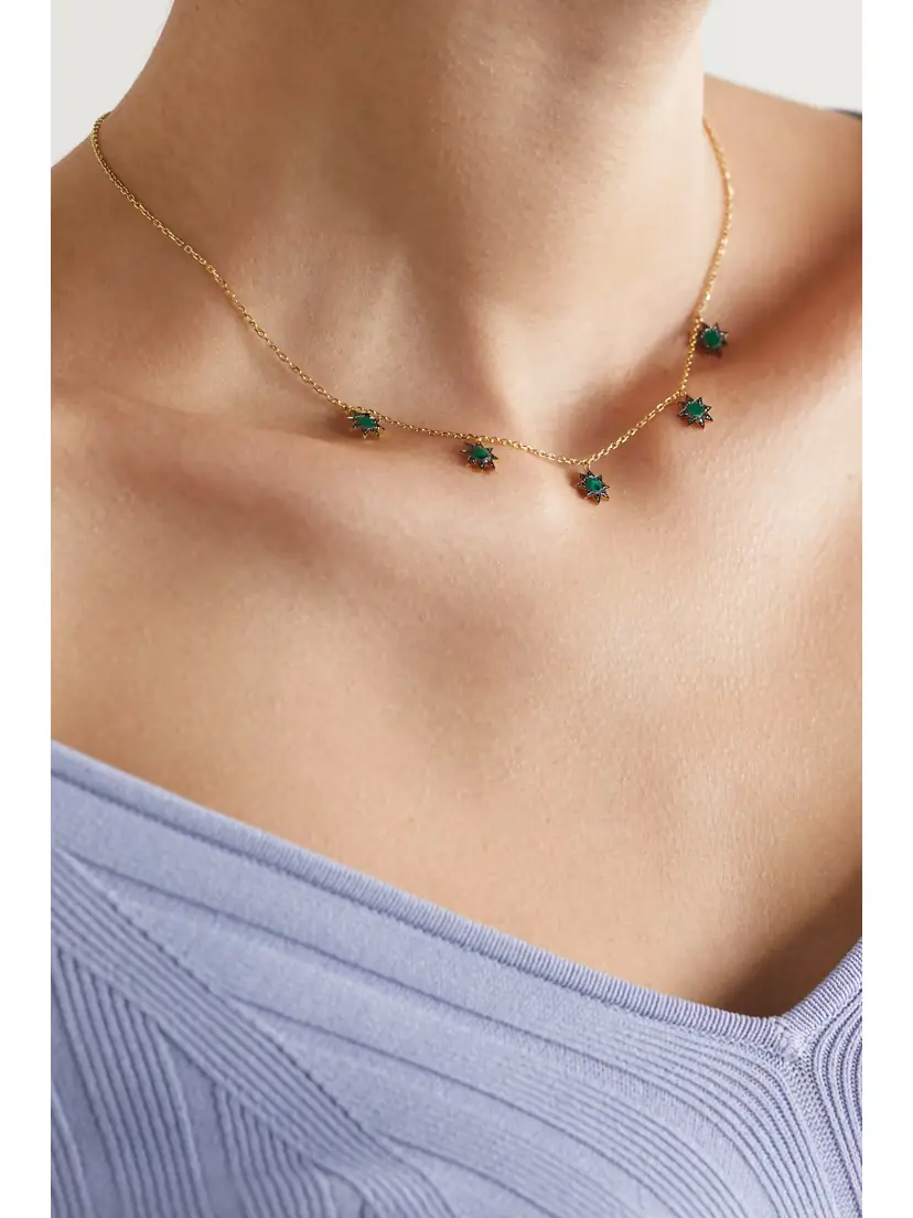 L’Atelier Nawbar Cosmic Ibiza Mini 18-karat Gold, Malachite And Diamond Choker | Thumbnail 2