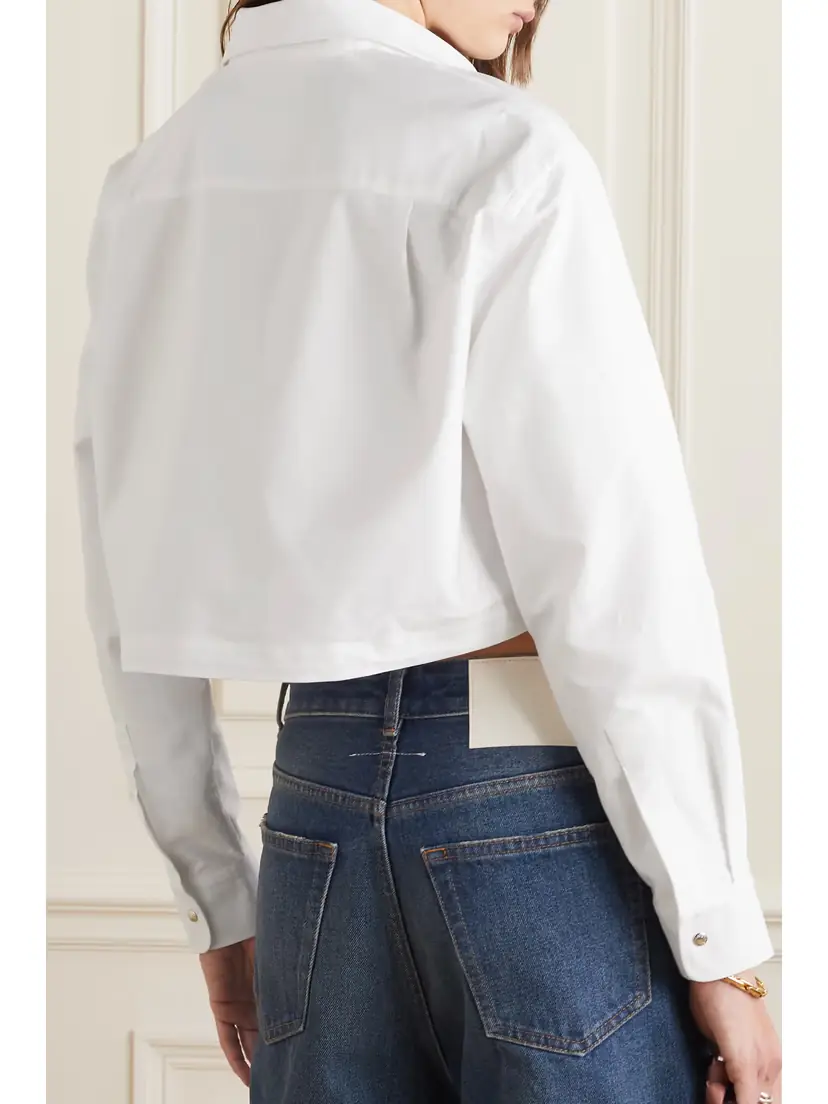 Moncler Cropped Cotton-poplin Shirt | Thumbnail 4