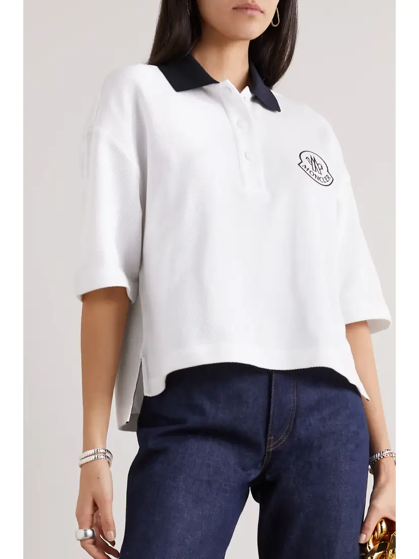 Moncler Appliquéd Cotton-piqué Polo Shirt | Thumbnail 3 Moncler Appliquéd Cotton-piqué Polo Shirt | Thumbnail 3