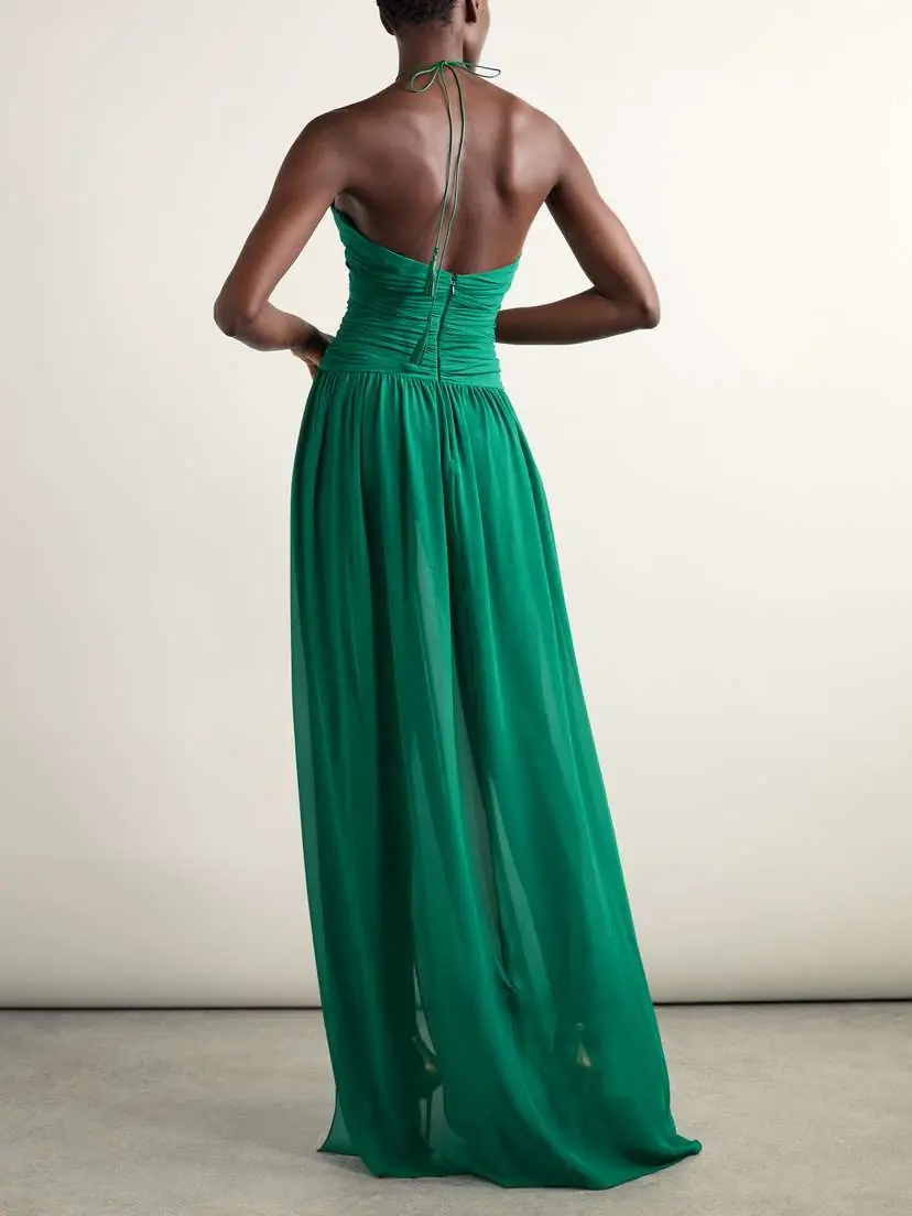 Tom Ford Tasseled Cutout Silk-georgette Halterneck Gown | Thumbnail 3 Tom Ford Tasseled Cutout Silk-georgette Halterneck Gown | Thumbnail 3
