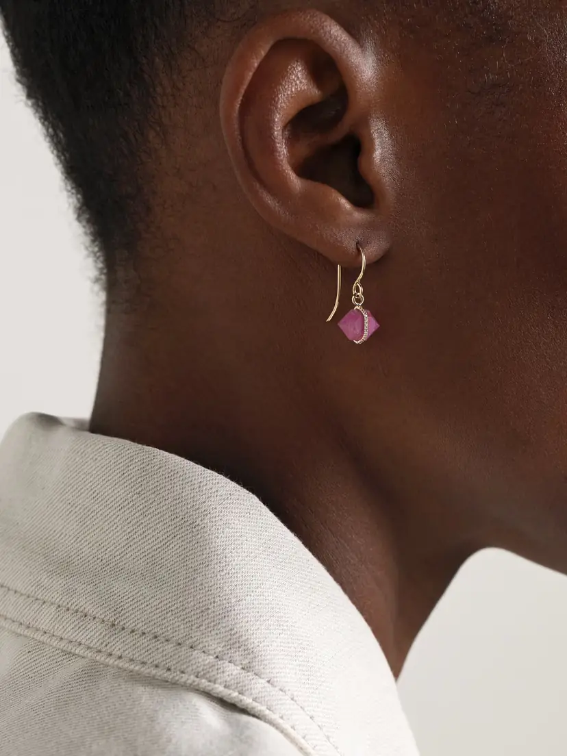 Melissa Joy Manning 14-karat Recycled Gold, Ruby And Herkimer Diamond Earrings | Thumbnail 2