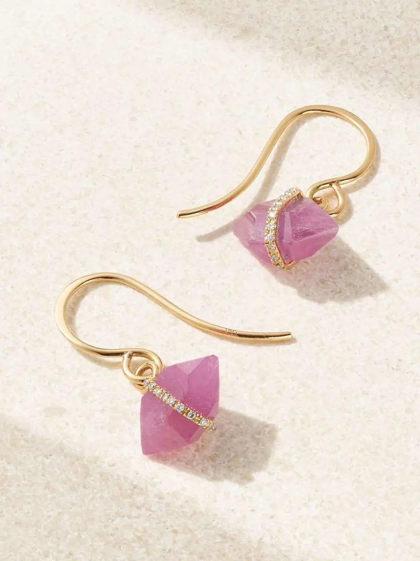 Melissa Joy Manning 14-karat Recycled Gold, Ruby And Herkimer Diamond Earrings | Thumbnail 3