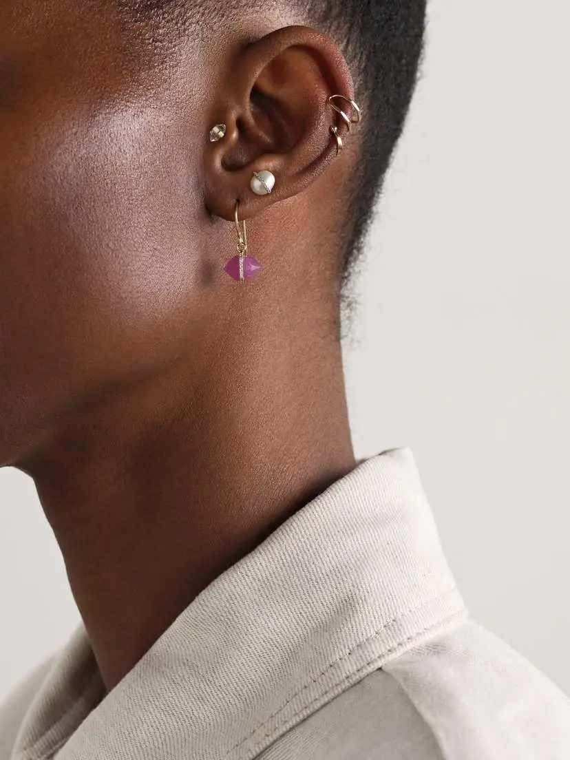 Melissa Joy Manning 14-karat Recycled Gold, Ruby And Herkimer Diamond Earrings | Thumbnail 4