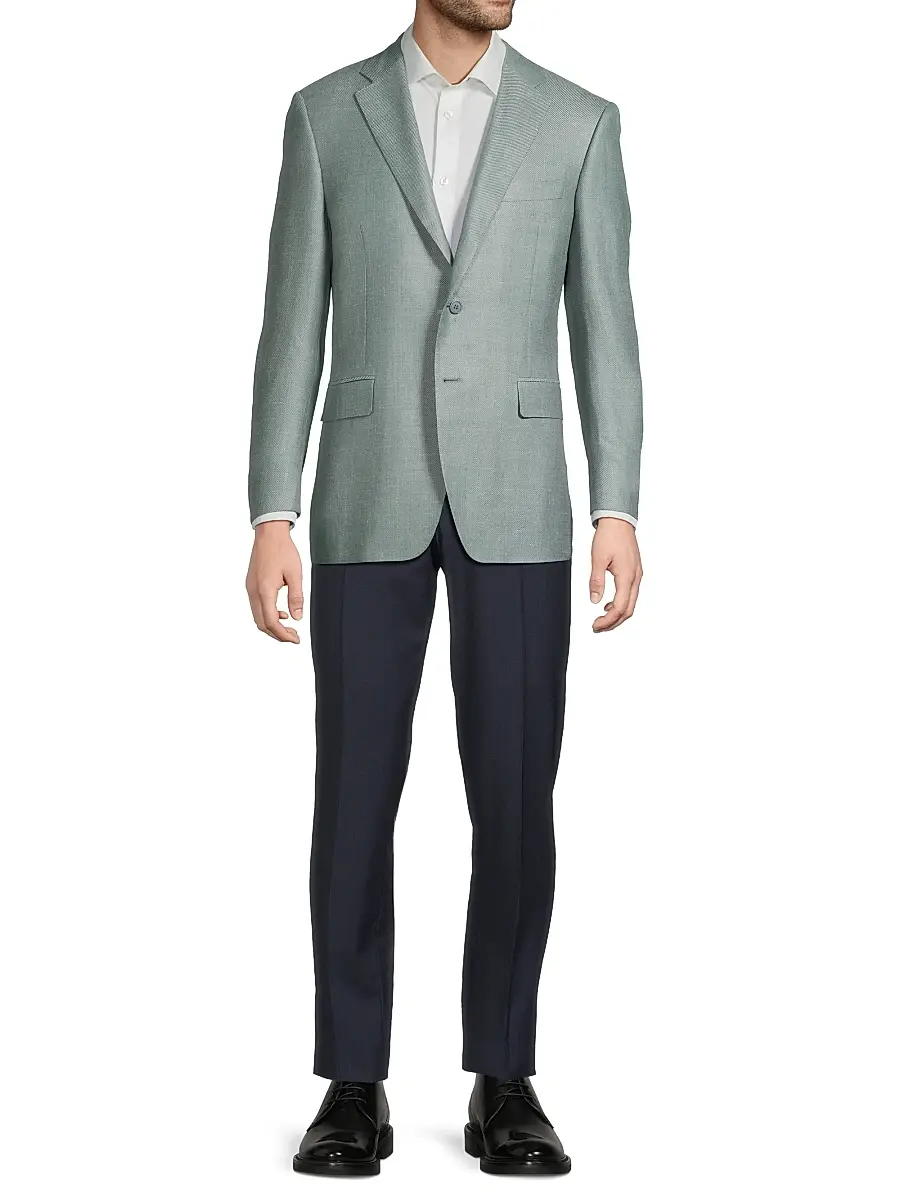 Canali Men's Lux Solid Diagonal Weave Sportcoat | Thumbnail 2 Canali Men's Lux Solid Diagonal Weave Sportcoat | Thumbnail 2