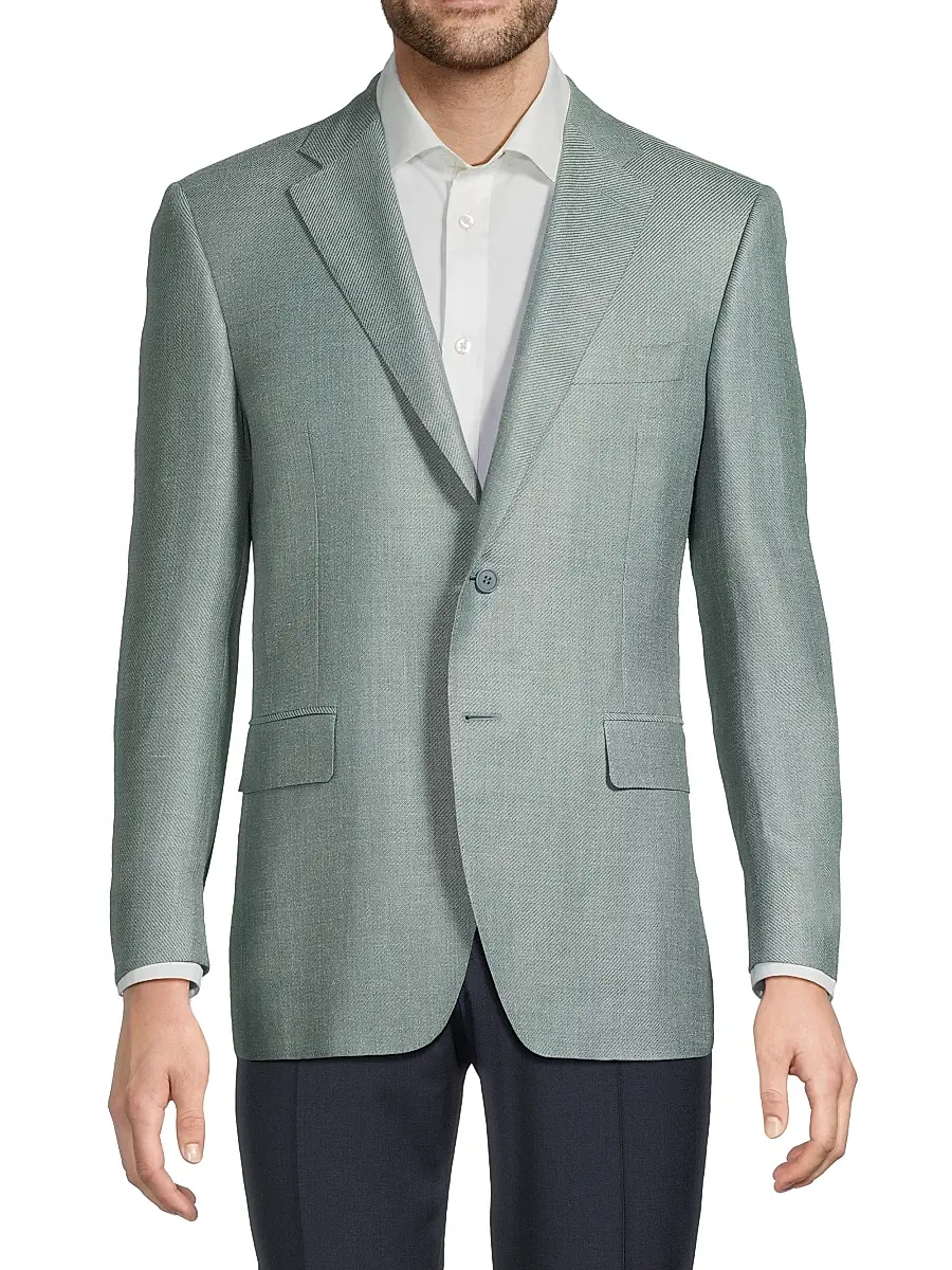 Canali Men's Lux Solid Diagonal Weave Sportcoat | Thumbnail 3 Canali Men's Lux Solid Diagonal Weave Sportcoat | Thumbnail 3