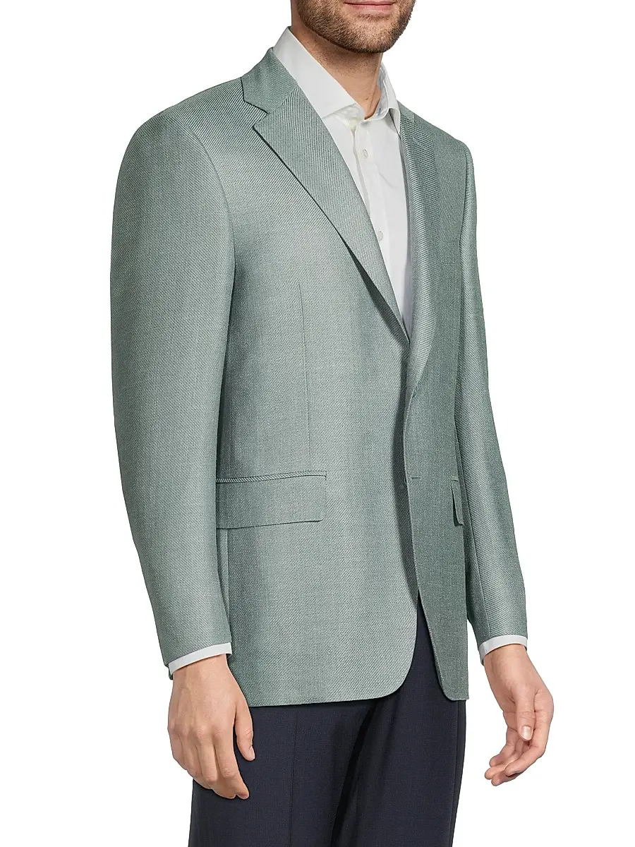 Canali Men's Lux Solid Diagonal Weave Sportcoat | Thumbnail 4 Canali Men's Lux Solid Diagonal Weave Sportcoat | Thumbnail 4