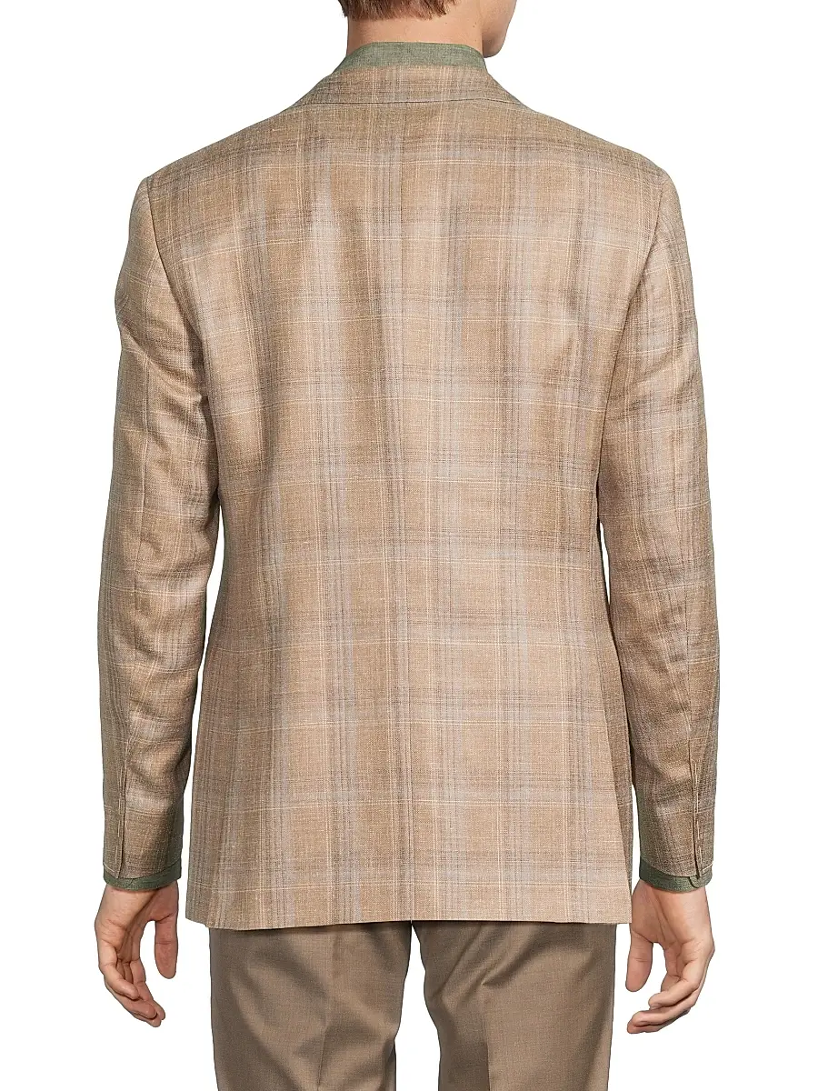 Canali Men's Plaid Wool-Silk-Linen Classic-Fit Sportcoat | Thumbnail 5 Canali Men's Plaid Wool-Silk-Linen Classic-Fit Sportcoat | Thumbnail 5