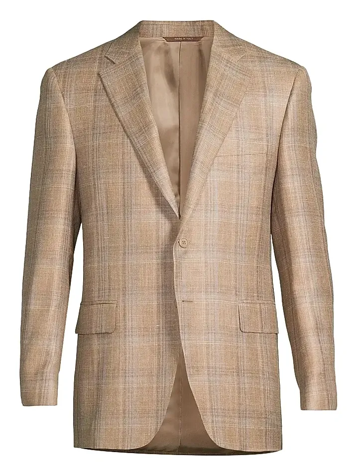 Canali Men's Plaid Wool-Silk-Linen Classic-Fit Sportcoat
