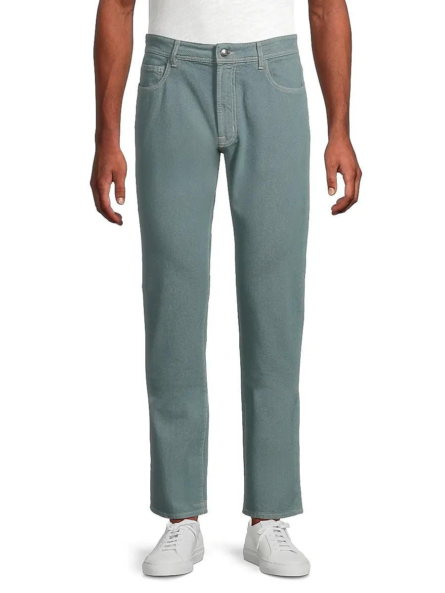 Canali Men's Washed Modern-Fit Slim-Straight Jeans | Thumbnail 3 Canali Men's Washed Modern-Fit Slim-Straight Jeans | Thumbnail 3
