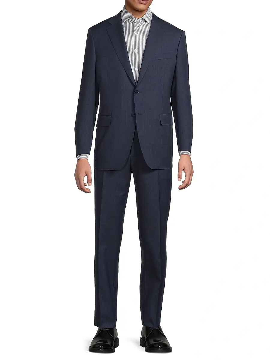 Canali Men's Microcheck Classic-Fit Wool Suit | Thumbnail 2