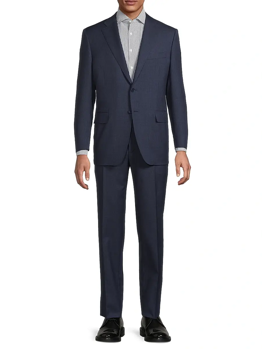 Canali Men's Microcheck Classic-Fit Wool Suit | Thumbnail 3