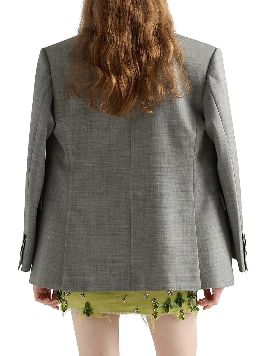 Prada Women's Double-Breasted Grisaille Jacket - Grey | Thumbnail 3 Prada Women's Double-Breasted Grisaille Jacket - Grey | Thumbnail 3
