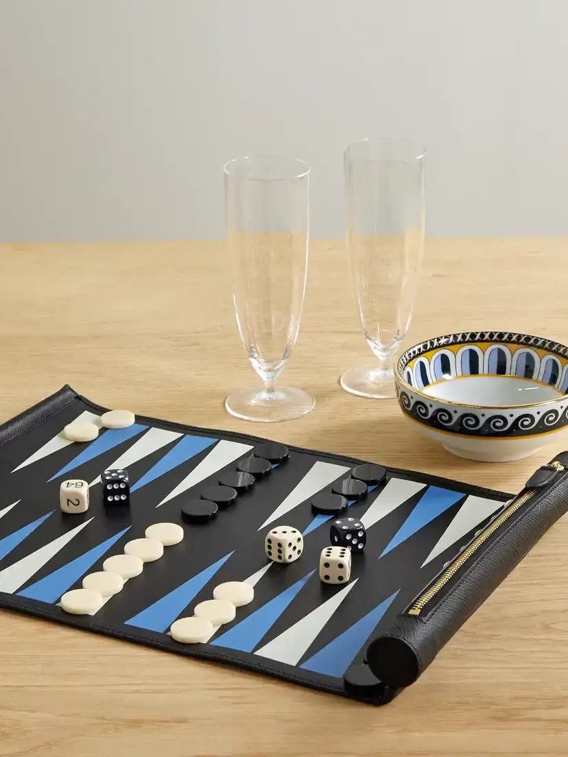 Smythson Panama Printed Textured-leather Backgammon Roll | Thumbnail 2
