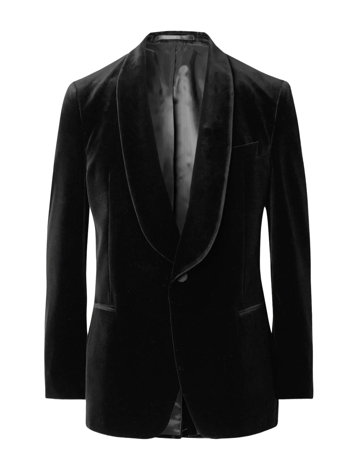 Slim-Fit Shawl-Collar Cotton-Velvet Tuxedo Jacket - Men Slim-Fit Shawl-Collar Cotton-Velvet Tuxedo Jacket - Men