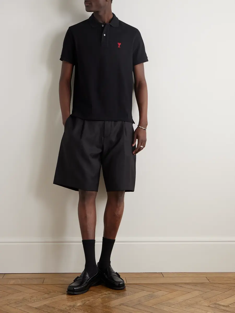 AMI PARIS Logo-Embroidered Organic Cotton-Piqué Polo Shirt - Men | Thumbnail 2