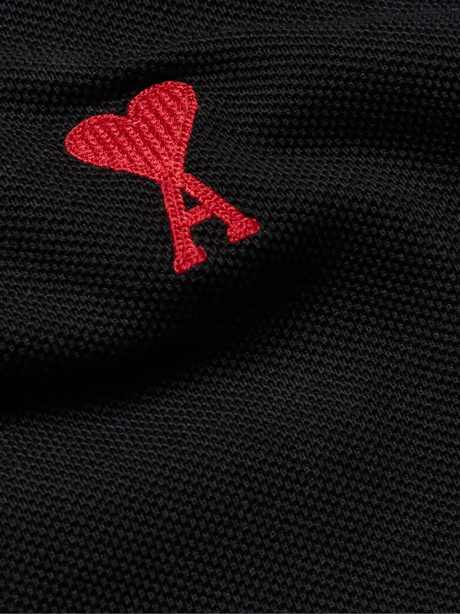 AMI PARIS Logo-Embroidered Organic Cotton-Piqué Polo Shirt - Men | Thumbnail 4