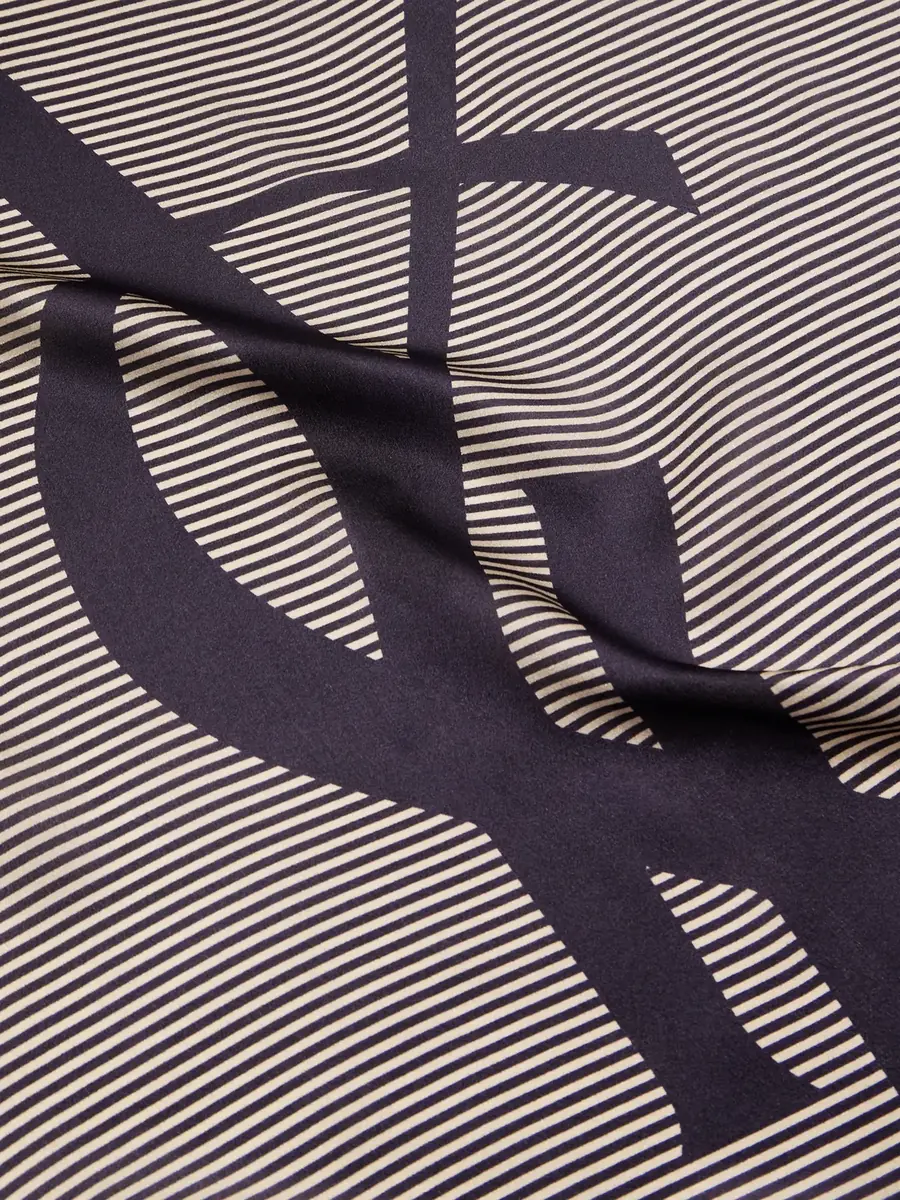Saint Laurent Logo-Print Striped Silk-Satin Scarf - Men | Thumbnail 3 Saint Laurent Logo-Print Striped Silk-Satin Scarf - Men | Thumbnail 3