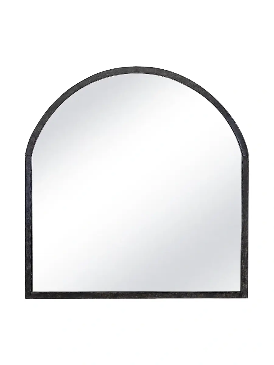 Regina Andrew Knox Leather Mantle Mirror - Black | Image 1 Regina Andrew Knox Leather Mantle Mirror - Black | Image 1
