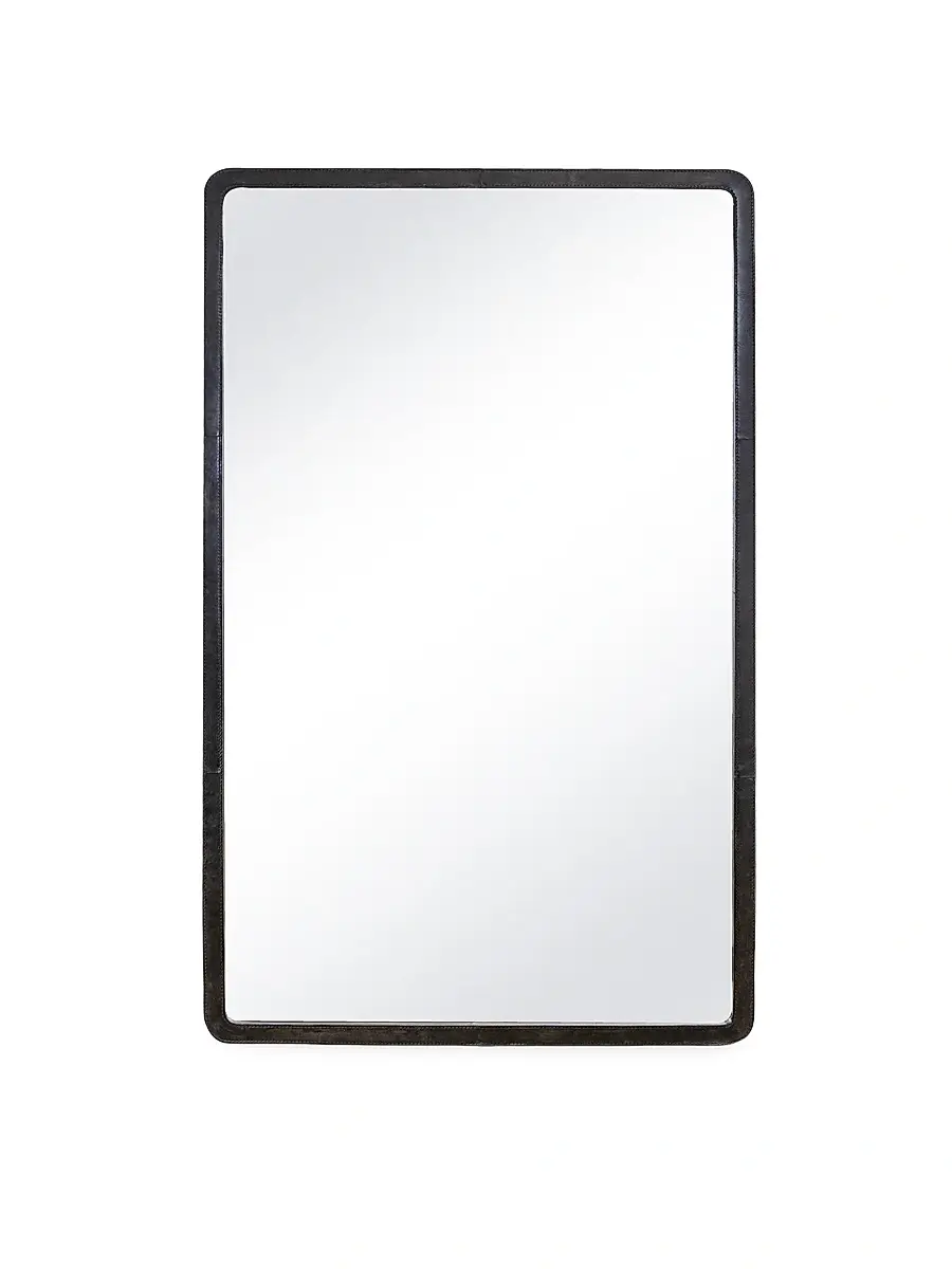 Regina Andrew Knox Leather Rectangle Mirror - Black | Image 1 Regina Andrew Knox Leather Rectangle Mirror - Black | Image 1