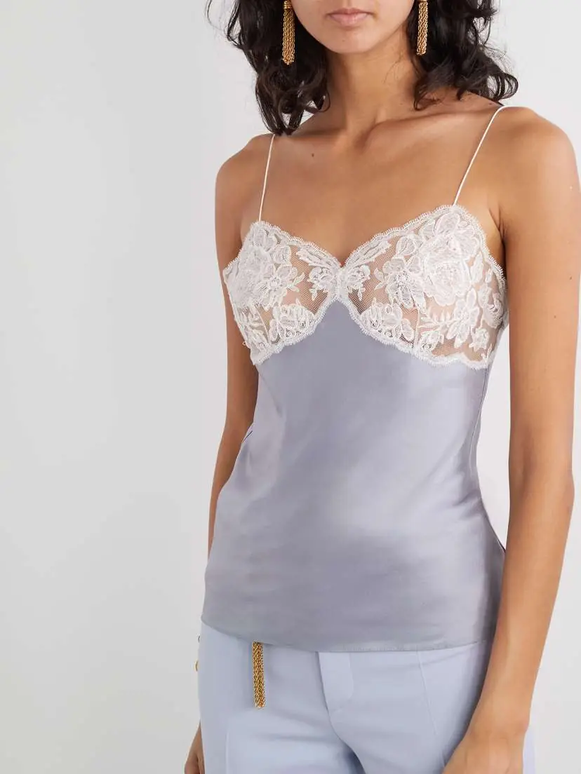 Chloé Embroidered Tulle-trimmed Satin Camisole | Thumbnail 3