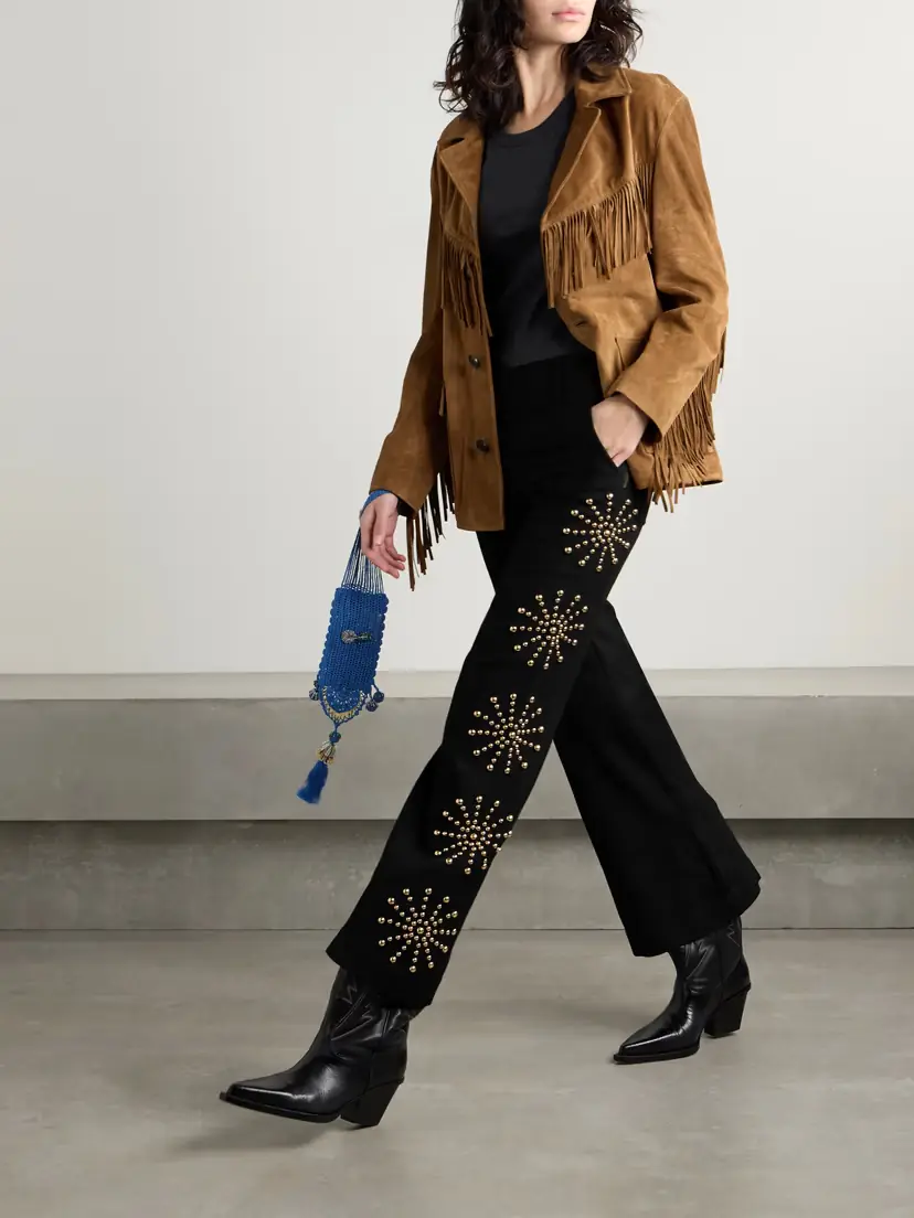 ALIX OF BOHEMIA Charlie Casino Studded Wool-twill Flared Pants | Thumbnail 2