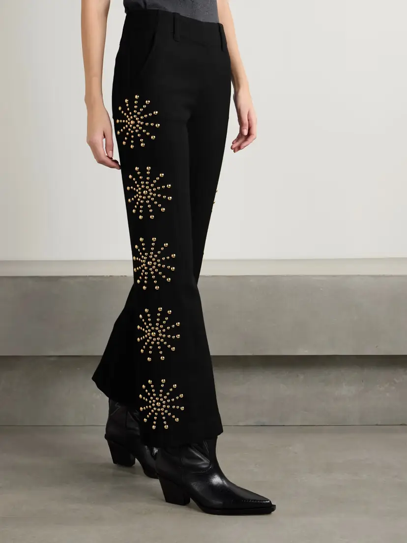 ALIX OF BOHEMIA Charlie Casino Studded Wool-twill Flared Pants | Thumbnail 3