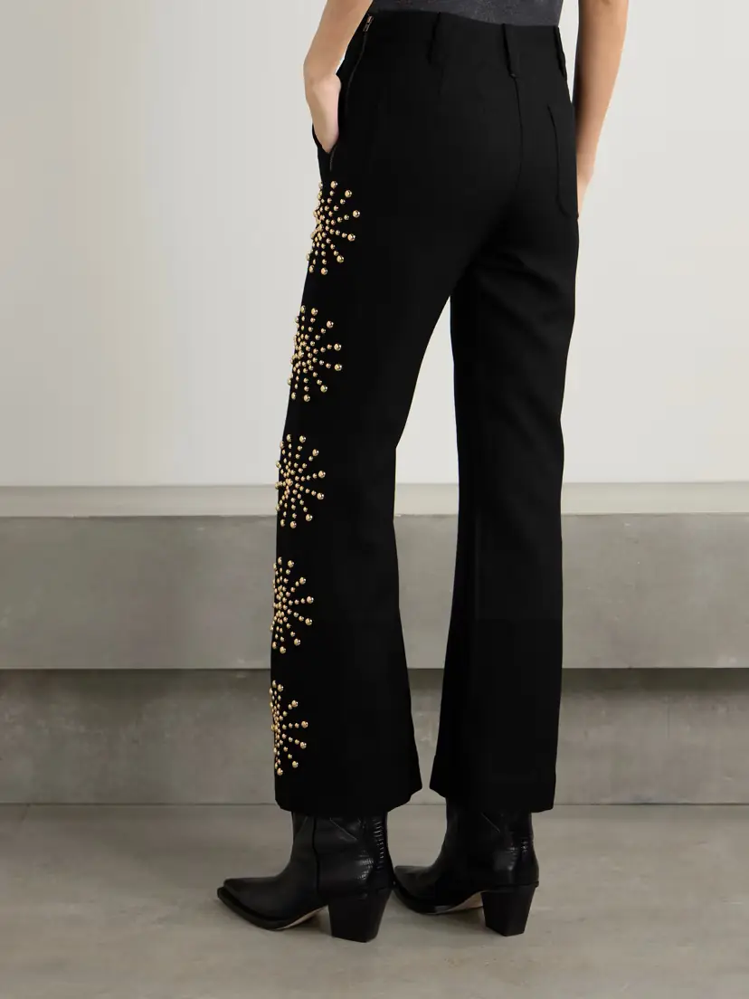 ALIX OF BOHEMIA Charlie Casino Studded Wool-twill Flared Pants | Thumbnail 4