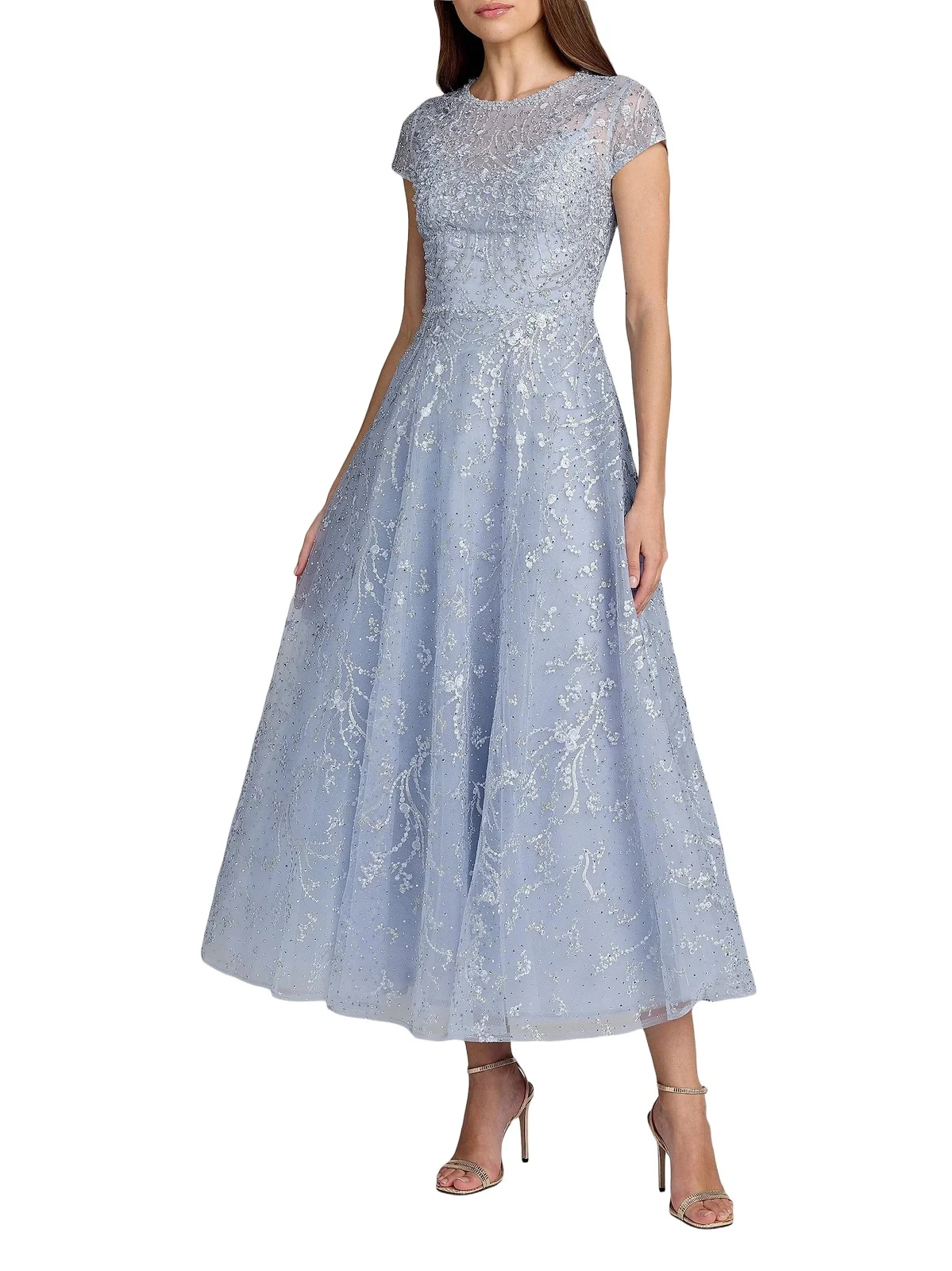 Women's Embellished Jewel Neck A-Line Cocktail Dress