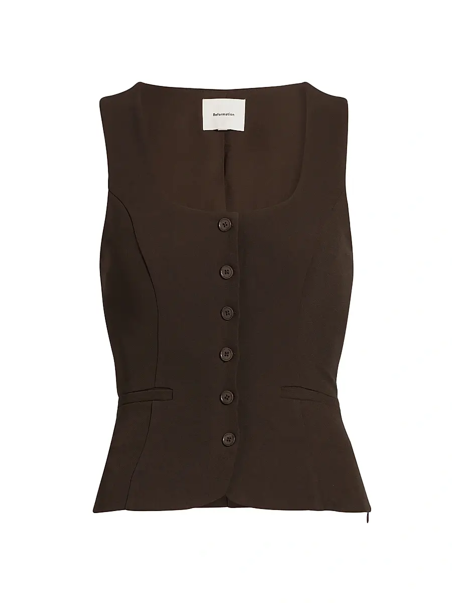 Reformation Women's Delanie Square Neck Sleeveless Top - Mole | Image 1 Reformation Women's Delanie Square Neck Sleeveless Top - Mole | Image 1