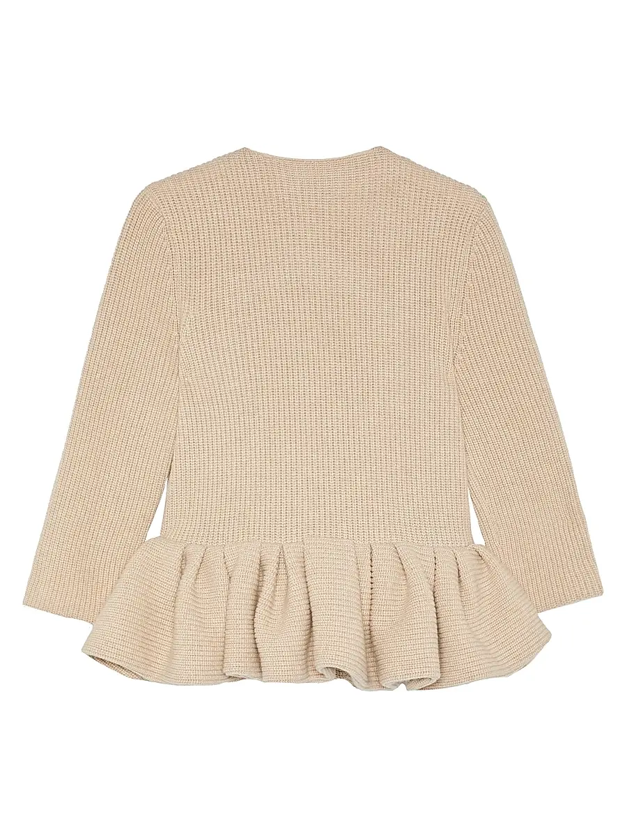 Liberowe Women's Peplum Cashmere Cardigan - Beige | Thumbnail 2