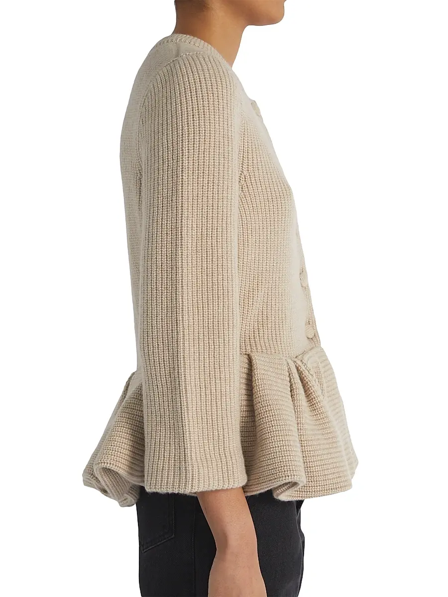 Liberowe Women's Peplum Cashmere Cardigan - Beige | Thumbnail 5