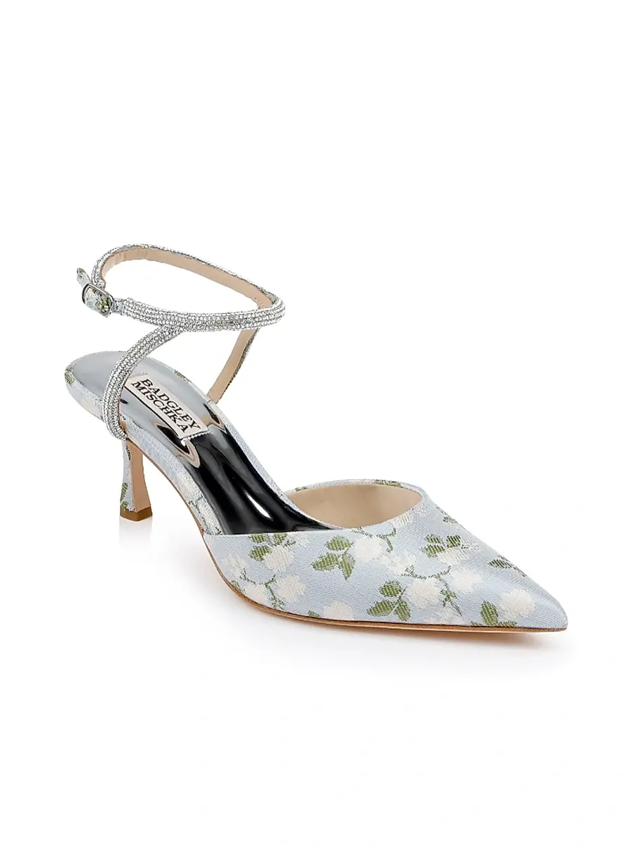 BADGLEY MISCHKA Women's Autumn 65MM Crystal-Embellished Jacquard Pumps | Thumbnail 2