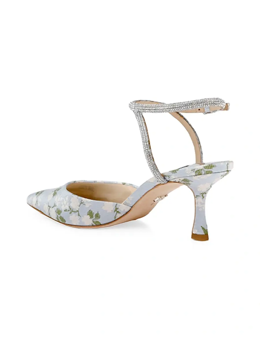 BADGLEY MISCHKA Women's Autumn 65MM Crystal-Embellished Jacquard Pumps | Thumbnail 3