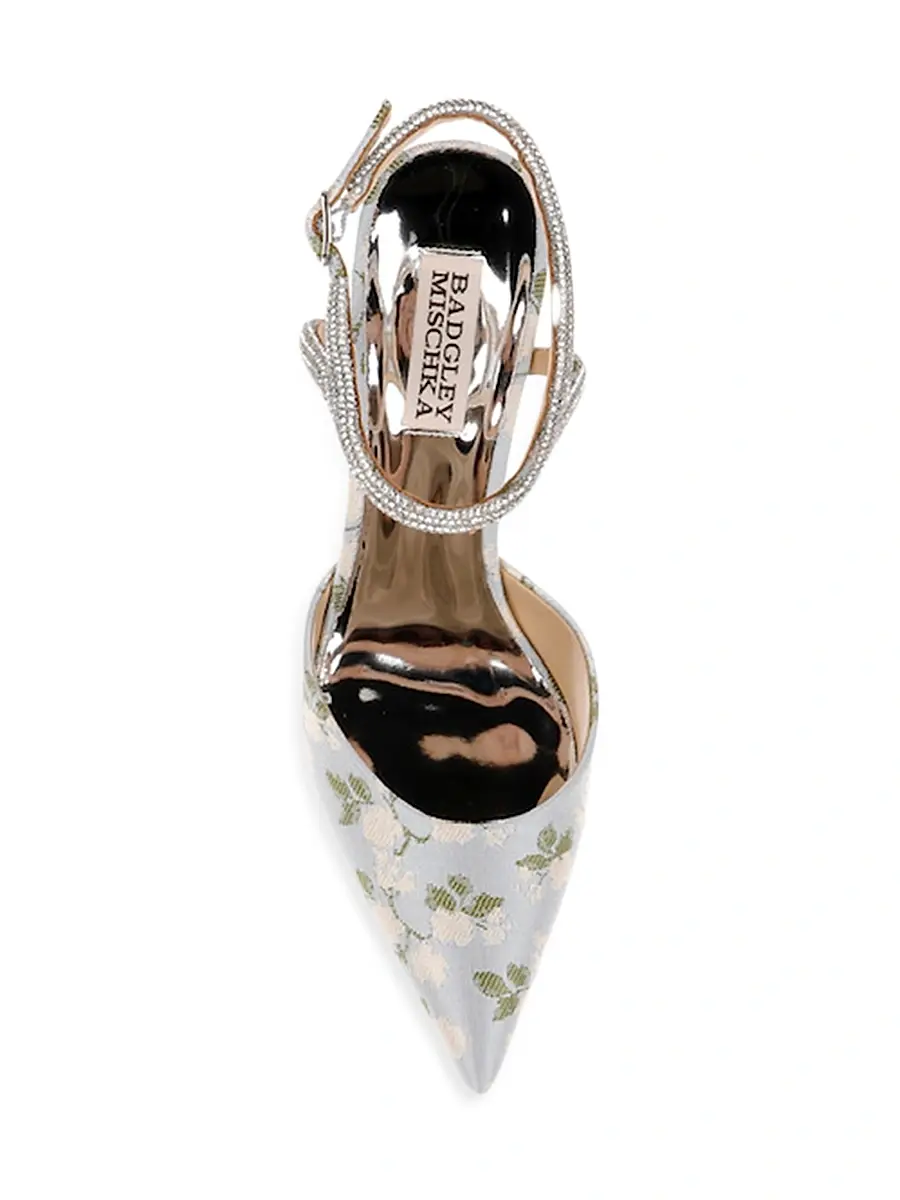 BADGLEY MISCHKA Women's Autumn 65MM Crystal-Embellished Jacquard Pumps | Thumbnail 5