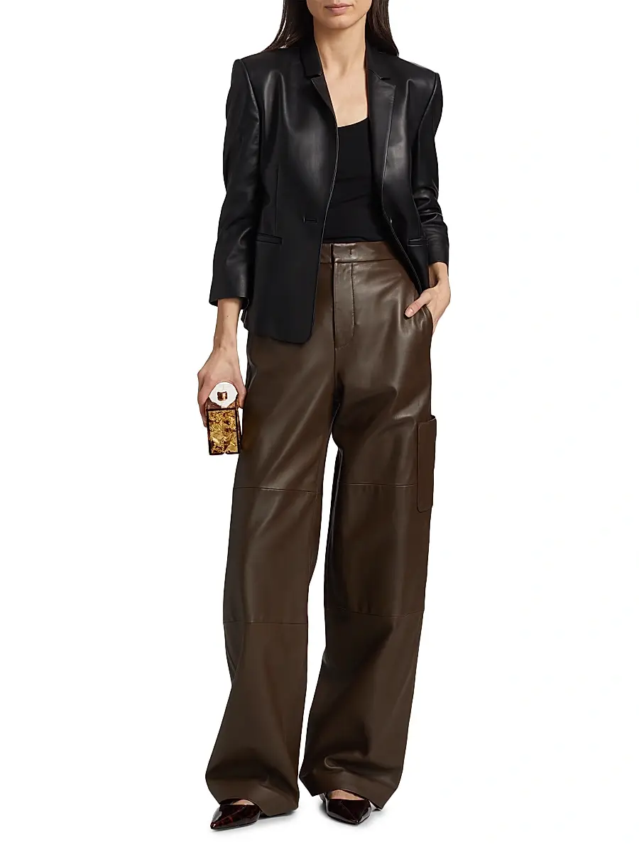 Vince Women's Leather Shrunken Blazer | Thumbnail 2 Vince Women's Leather Shrunken Blazer | Thumbnail 2