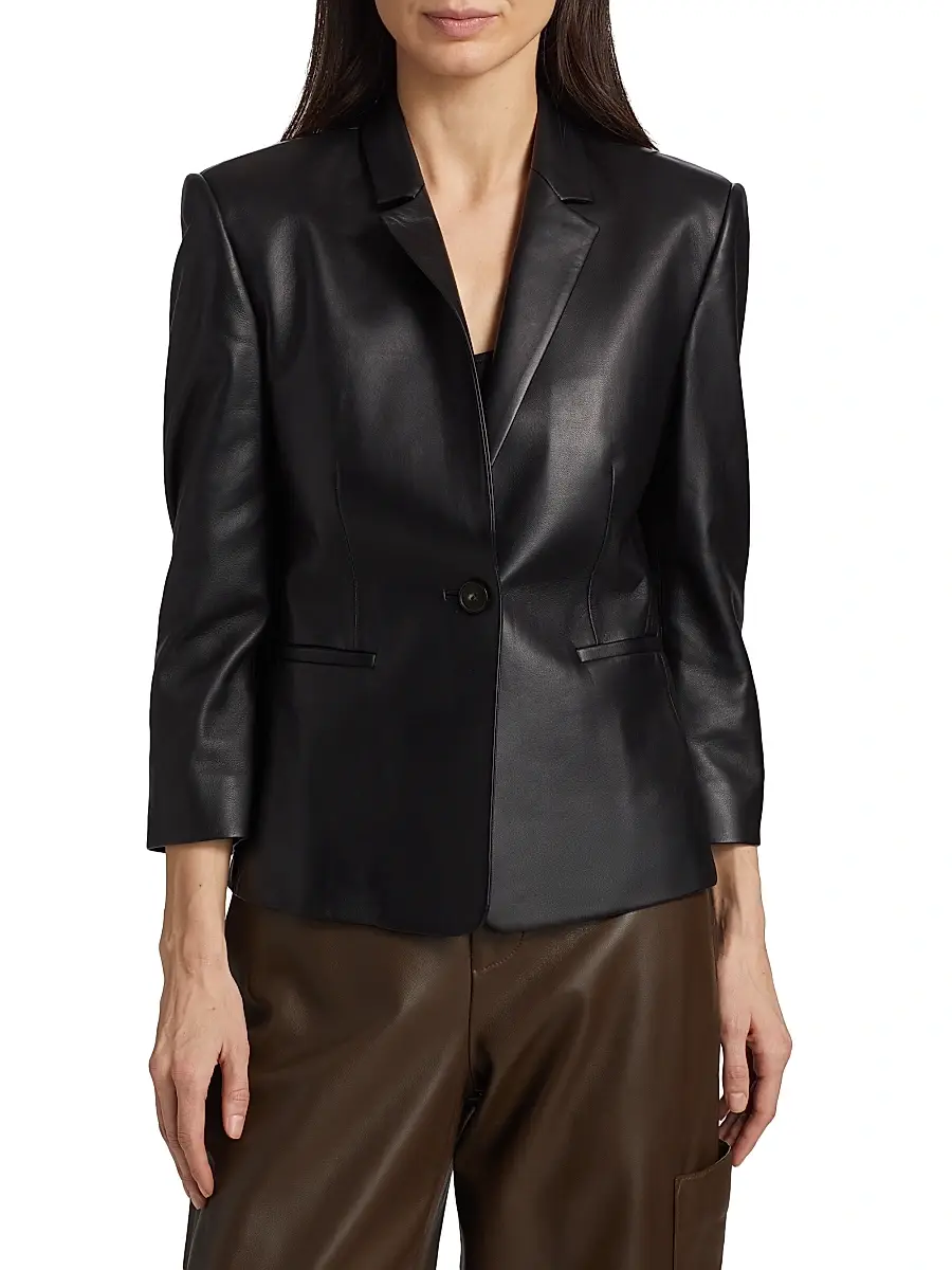 Vince Women's Leather Shrunken Blazer | Thumbnail 3 Vince Women's Leather Shrunken Blazer | Thumbnail 3