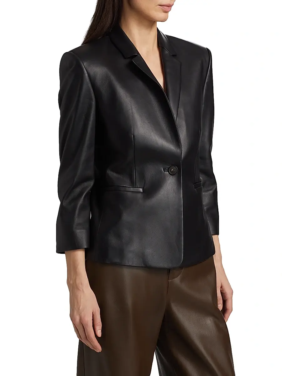 Vince Women's Leather Shrunken Blazer | Thumbnail 4 Vince Women's Leather Shrunken Blazer | Thumbnail 4